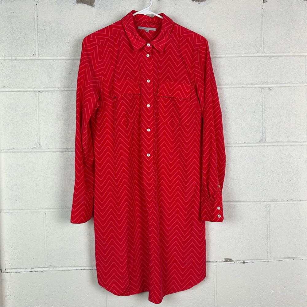 Gap Red and pink Chevron Pattern Shirt dress size small